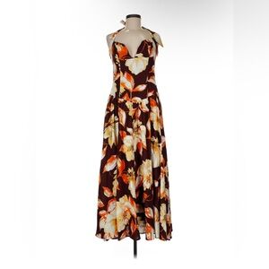 Peppermayo Exclusive - Dahlia Linen Maxi Dress - Brown Floral